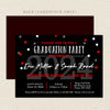 graduation party invitation in red and black, printable digital file for class of 2024