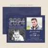 then and now graduation announcement with one childhood photo and one recent senior photo