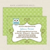owl boy baby shower invitation blue green