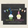 double cupcake joint birthday party invitations