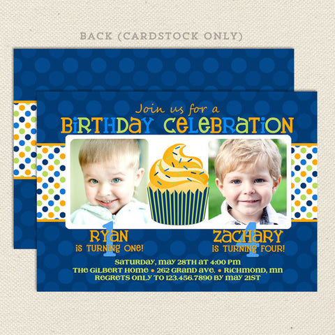 twin fun joint birthday party invitations two photo