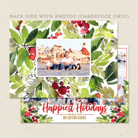 red berries printable christmas photo card back 2