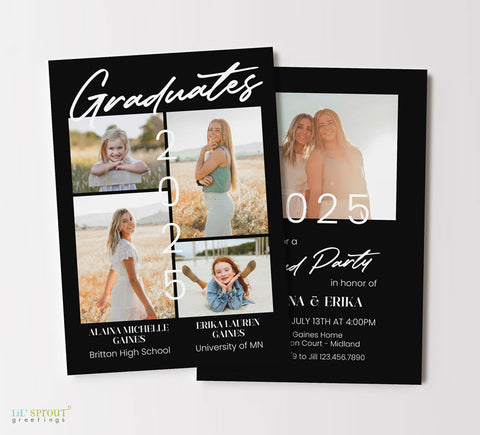 2 Person Sibling Grad Invitation
