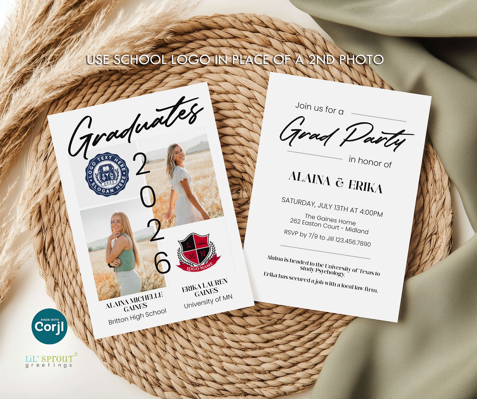 2 Person Sibling Grad Invitation 2 Person Sibling Grad Invitation