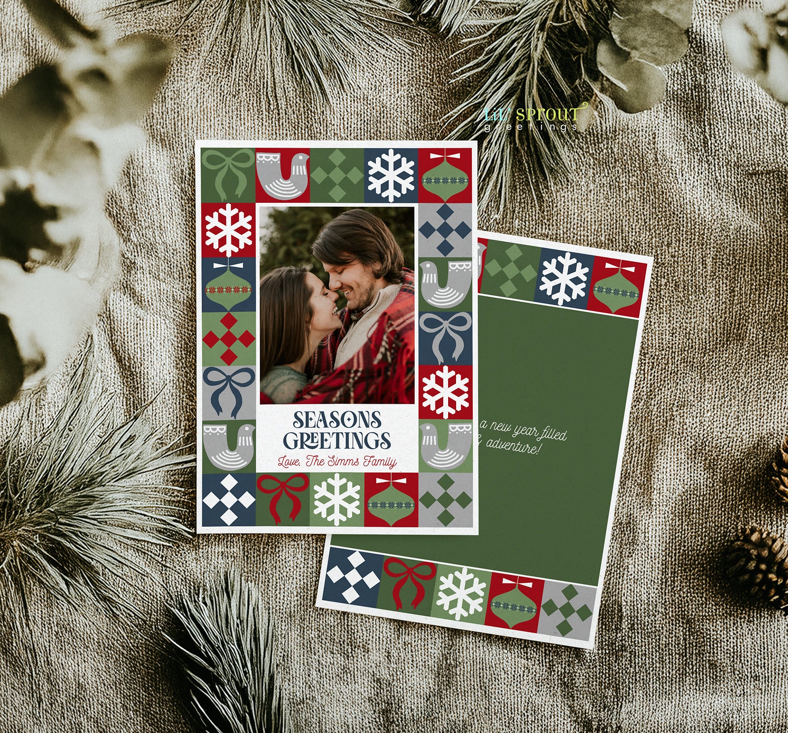 Christmas Card For Son And Partner | Holly - Little Pickle Memories