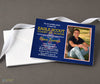 court of honor invitation for eagle scout ceremony with blue background, scout logo, yellow accents and a single photo on right, printed on cardstock