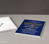 court of honor invitation for eagle scout ceremony with blue background, scout logo, yellow accents, printed on cardstock