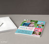 birthday party invitation for two children with photos, pink and blue colors and cupcake detail, printed on cardstock