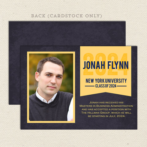 printable graduation photo announcement in gray and gold