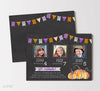 Halloween Bunting Triple Birthday Party Invitations