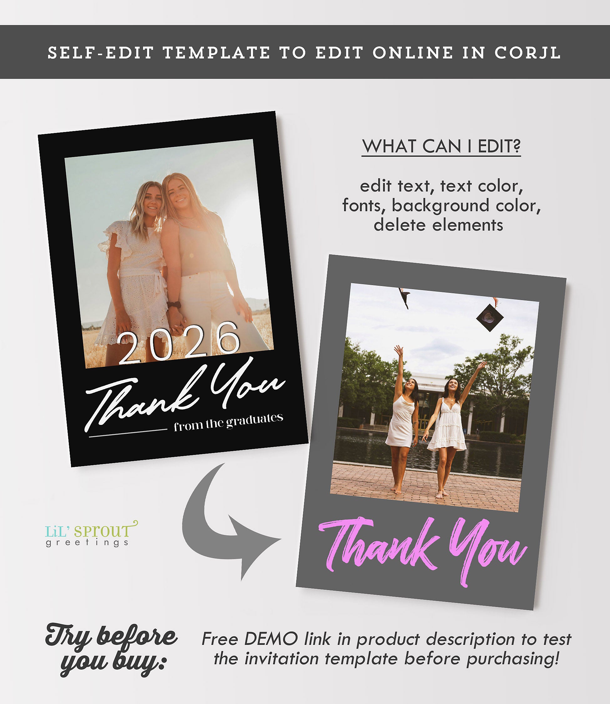 Joint Graduation Thank You Card