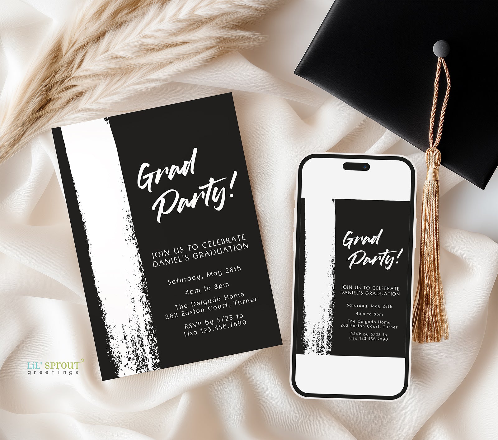 Simple Masculine Graduation Invitations | Lil' Sprout Greetings