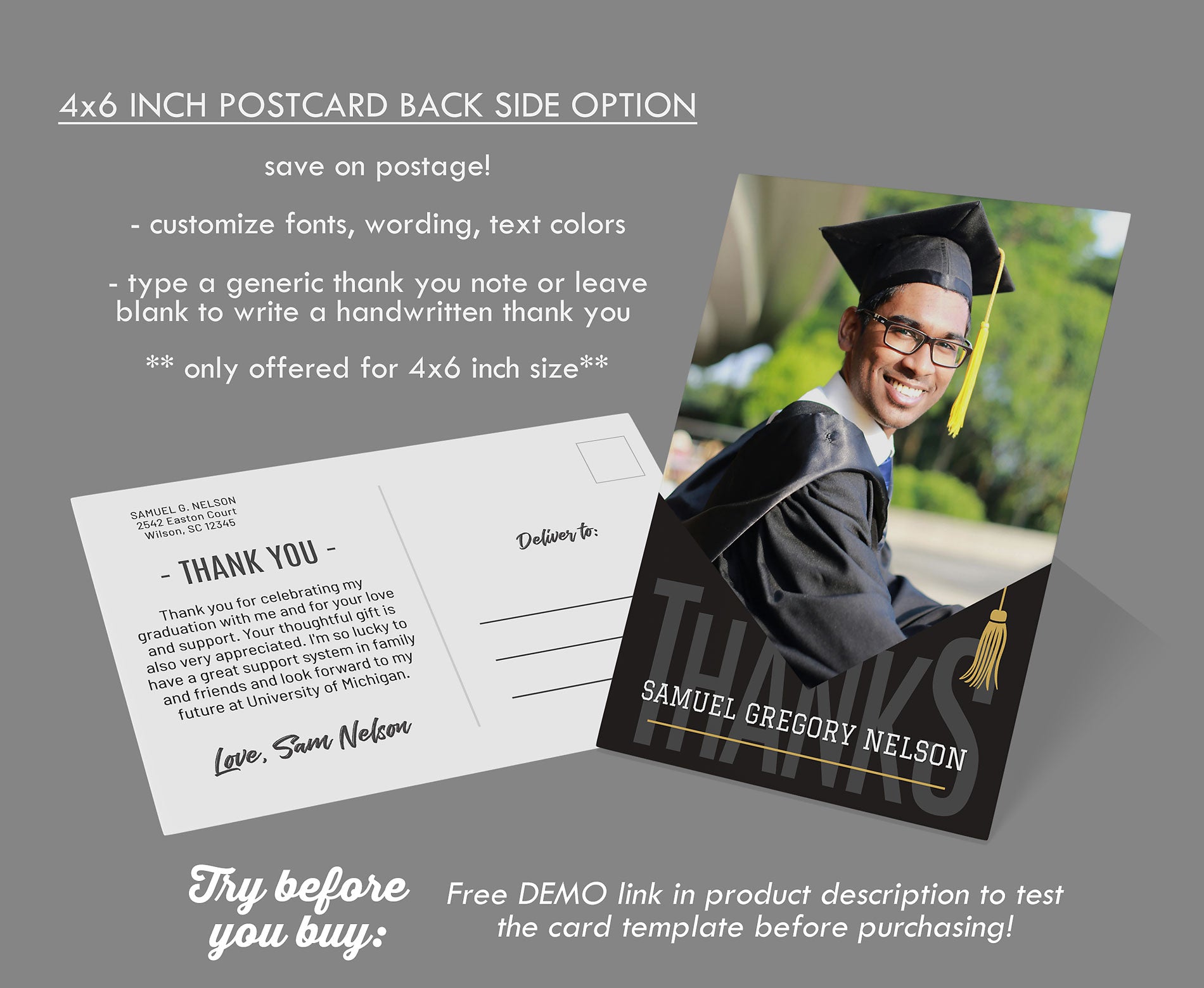 how to write thank you grad cards Modern Senior Graduation Thank You Card
