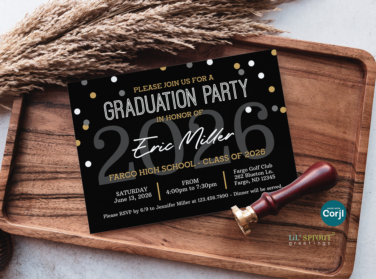 Graduation Party Invitation Style 02c ⋆ IPV Studio, image size:1600x1189