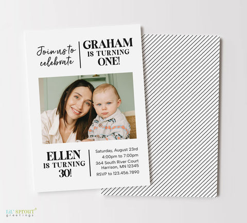 Parent Child Joint Birthday Invitation