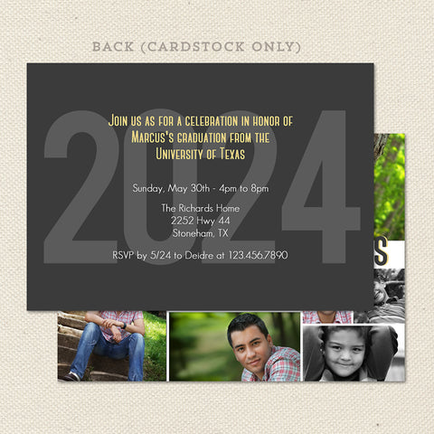 back side of 2024 graduation announcement photo collage