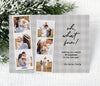 christmas photo card with gray plaid background, two photo strips featuring a total of 6 photos, white "oh what fun" text, printable digital file