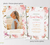 Pink Floral Graduation Invite