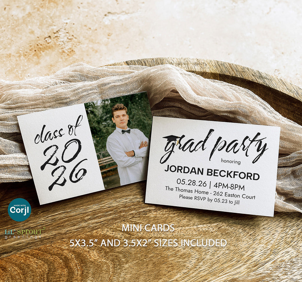mini grad cards Simple Graduation Party Details Card