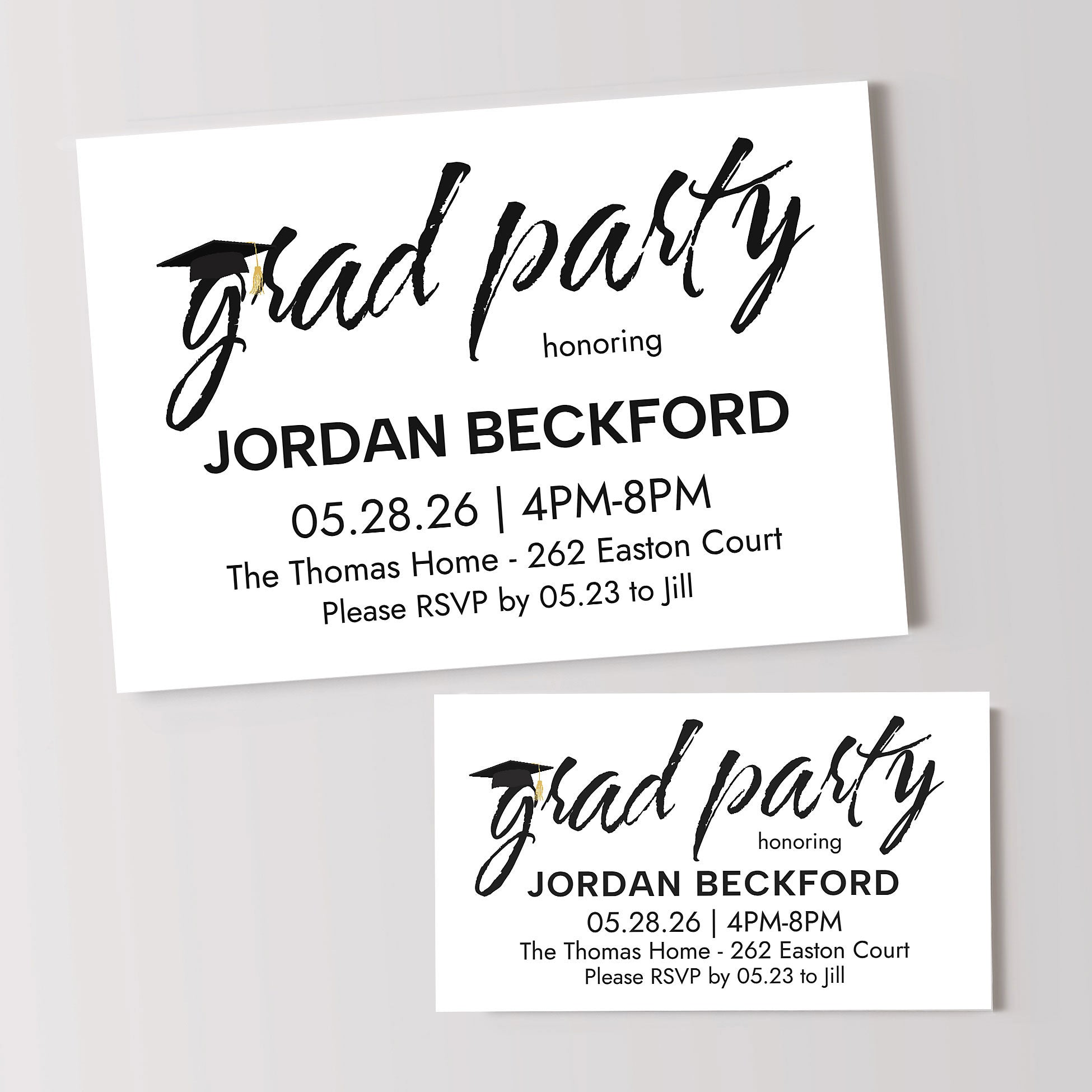 simple grad cards Simple Graduation Party Details Card