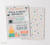 halloween themed party invite with gray background and fun pumpkin, ghost, bat and spider graphics