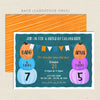 stacked pumpkins fall two child birthday invitation gender neutral