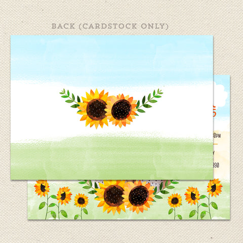 sunflower two child double birthday invitation back