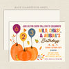 three child pumpkin fall birthday invitation girl