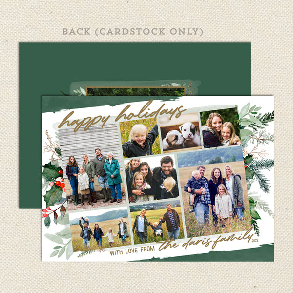 tis the season printable christmas photo card, collage style, multiple photo, front
