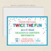 twice the fun double birthday invitation joint digital file for boys, red blue green printable