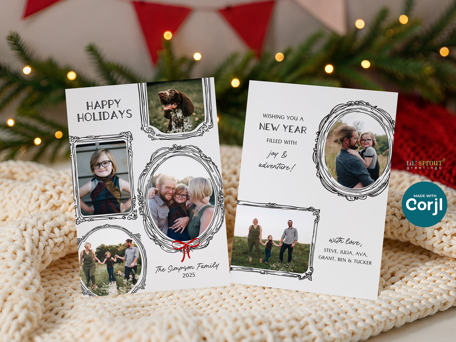 Vintage Frames Holiday Photo Card | Lil' Sprout Greetings