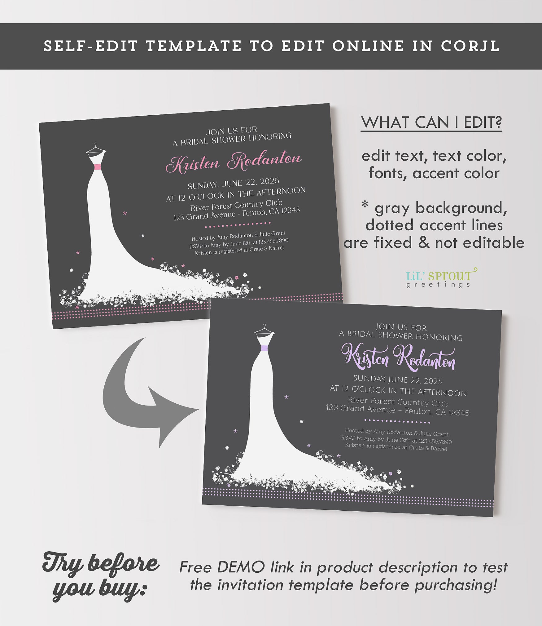 Wedding Dress Bridal Shower Invitation