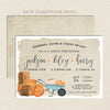 wheelbarrow rustic fall triple birthday invitation 3 child