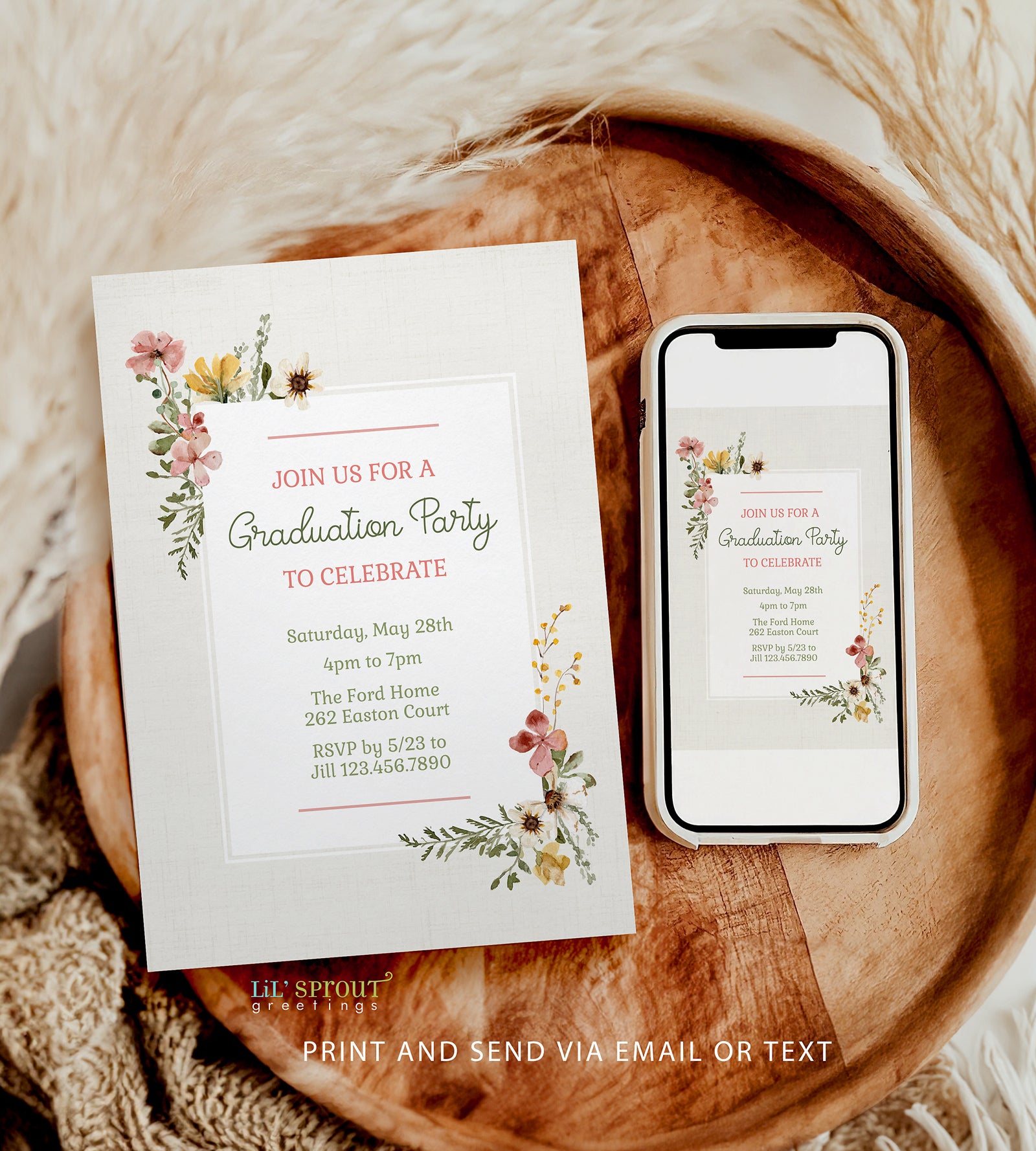 Wildflowers Photo Graduation Invitation | Lil' Sprout Greetings Wildflowers Photo Graduation Invitation | Lil' Sprout Greetings