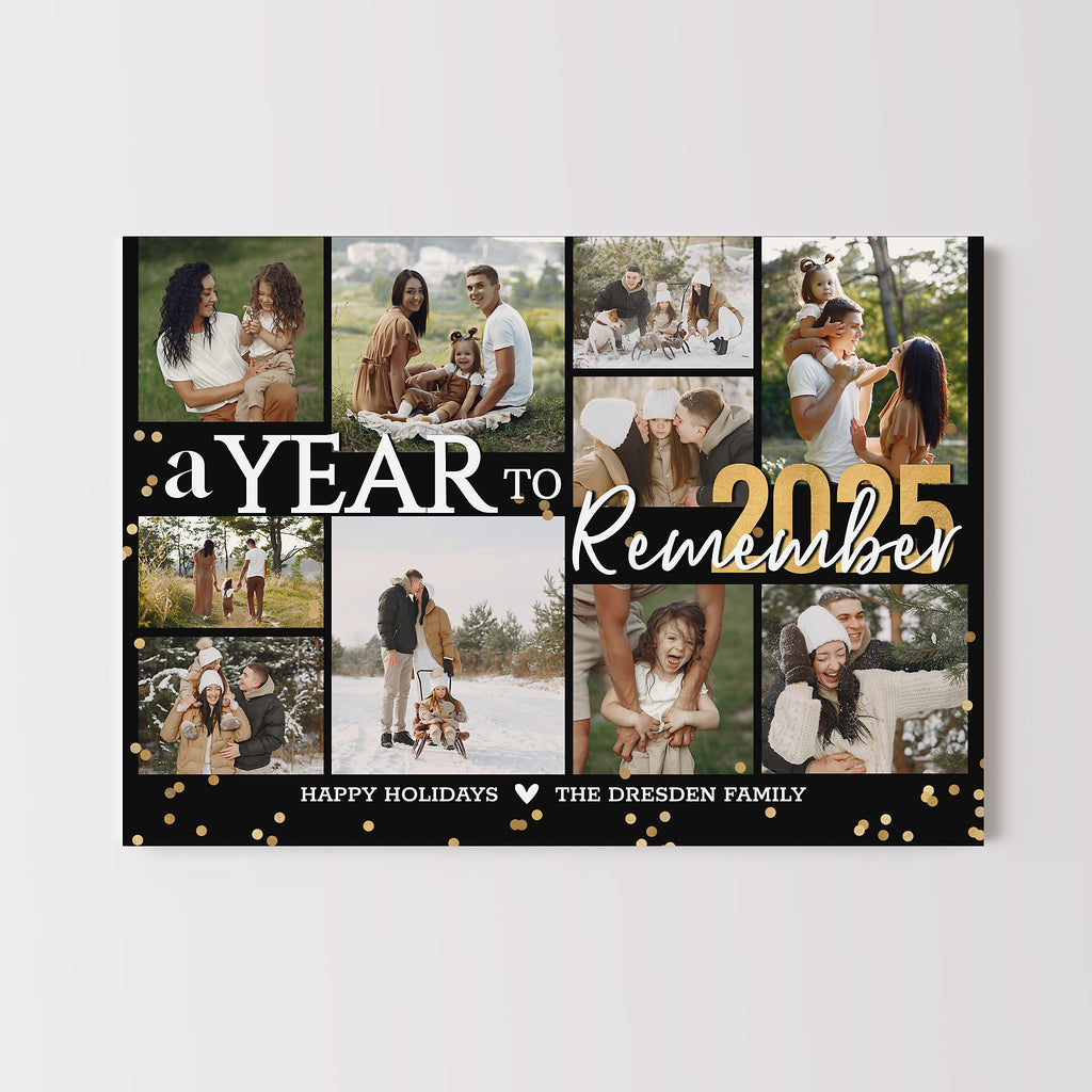 Collage of 10 family photos with 'a Year to Remember' text on a white background