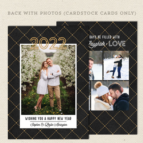 New year holiday photo card black