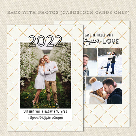 New year holiday photo card cream