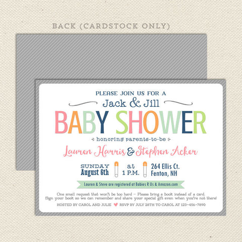 simple sherbet neutral baby shower invitation