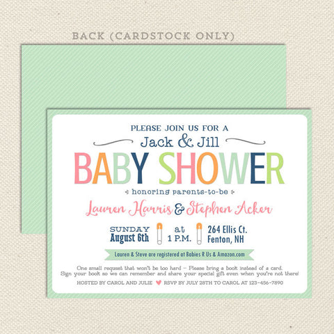 simple sherbet neutral baby shower invitation mint