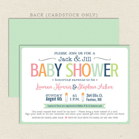 simple sherbet neutral baby shower invitation mint