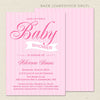 pink stripes girl baby shower invitation