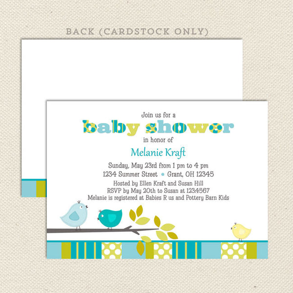 baby shower invitation bird boy