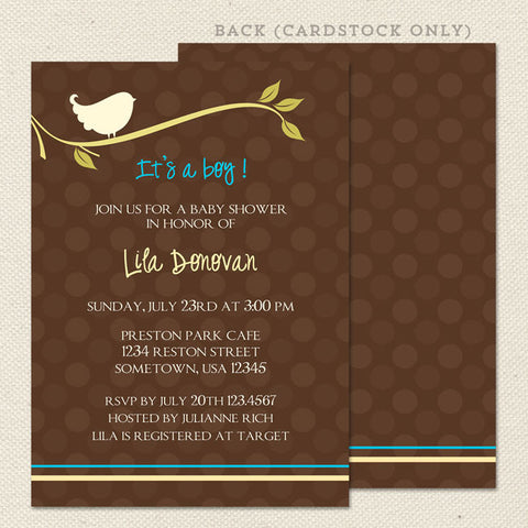 birdie boy printable baby shower invitation