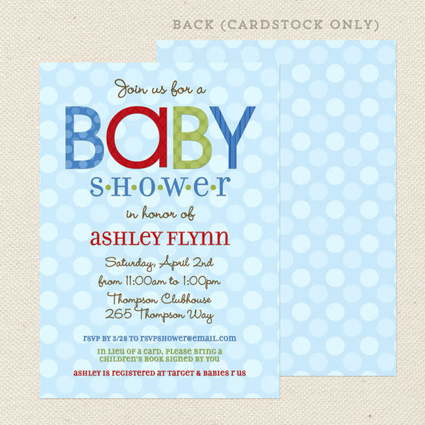 shabby chic boy baby shower invitations