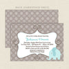 tan gray elephant boy baby shower invitation