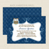 navy blue owl boy baby shower invitation