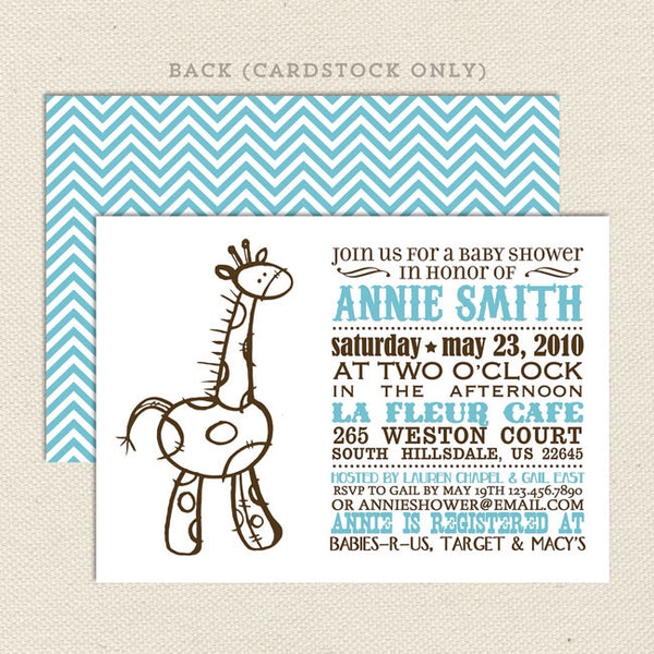 giraffe baby shower invitation