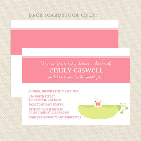 sweet pea girl baby shower invitation