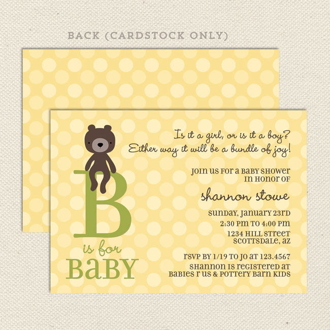 Gender Neutral Baby Shower By Mail Invitations