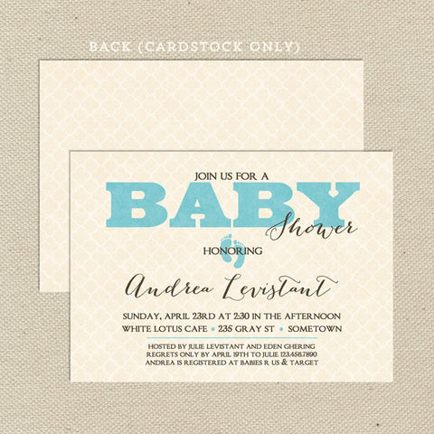 vintage boy baby shower invitation blue